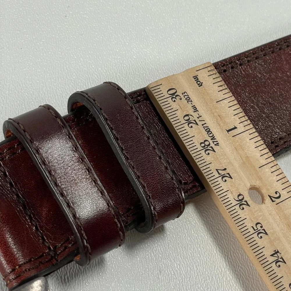 Magnanni Leather Belt Mens 44‎ Brown Classic Nickel Hardware Preppy Casual Spain